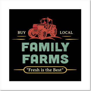 Small Family Farms Buy Local Outdoor Market Tractor Farmers Retro Posters and Art